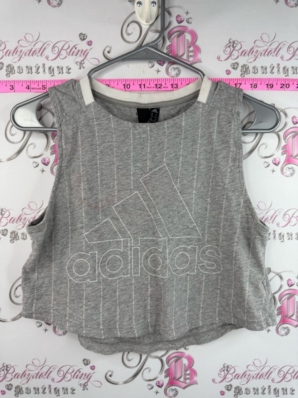 adidas cropped tank top stripes stripe Gray Pinstripe Cropped Tank Top